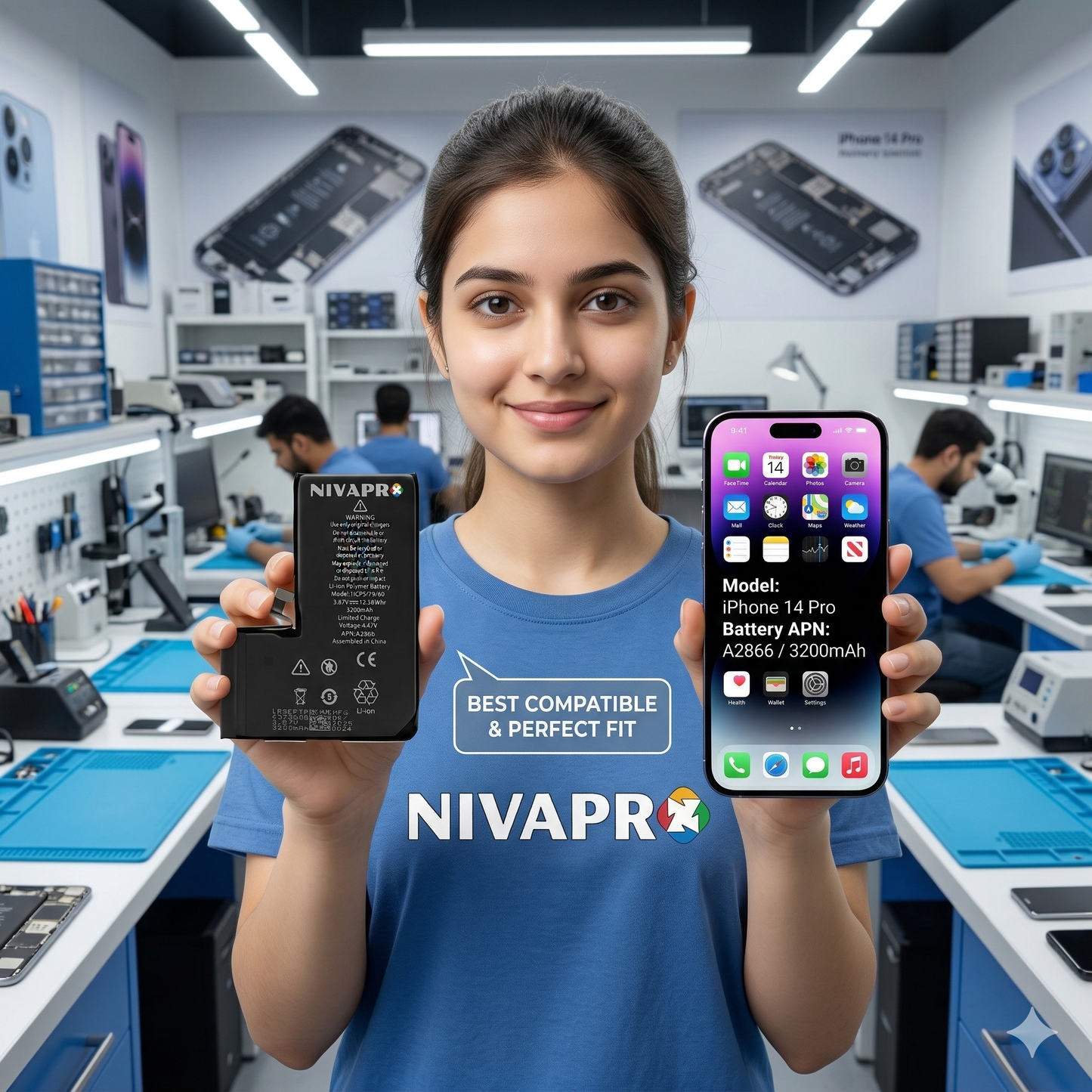 14 Pro Iphone battery 3200mAh compatible with 6 Months warranty by NIVAPRO