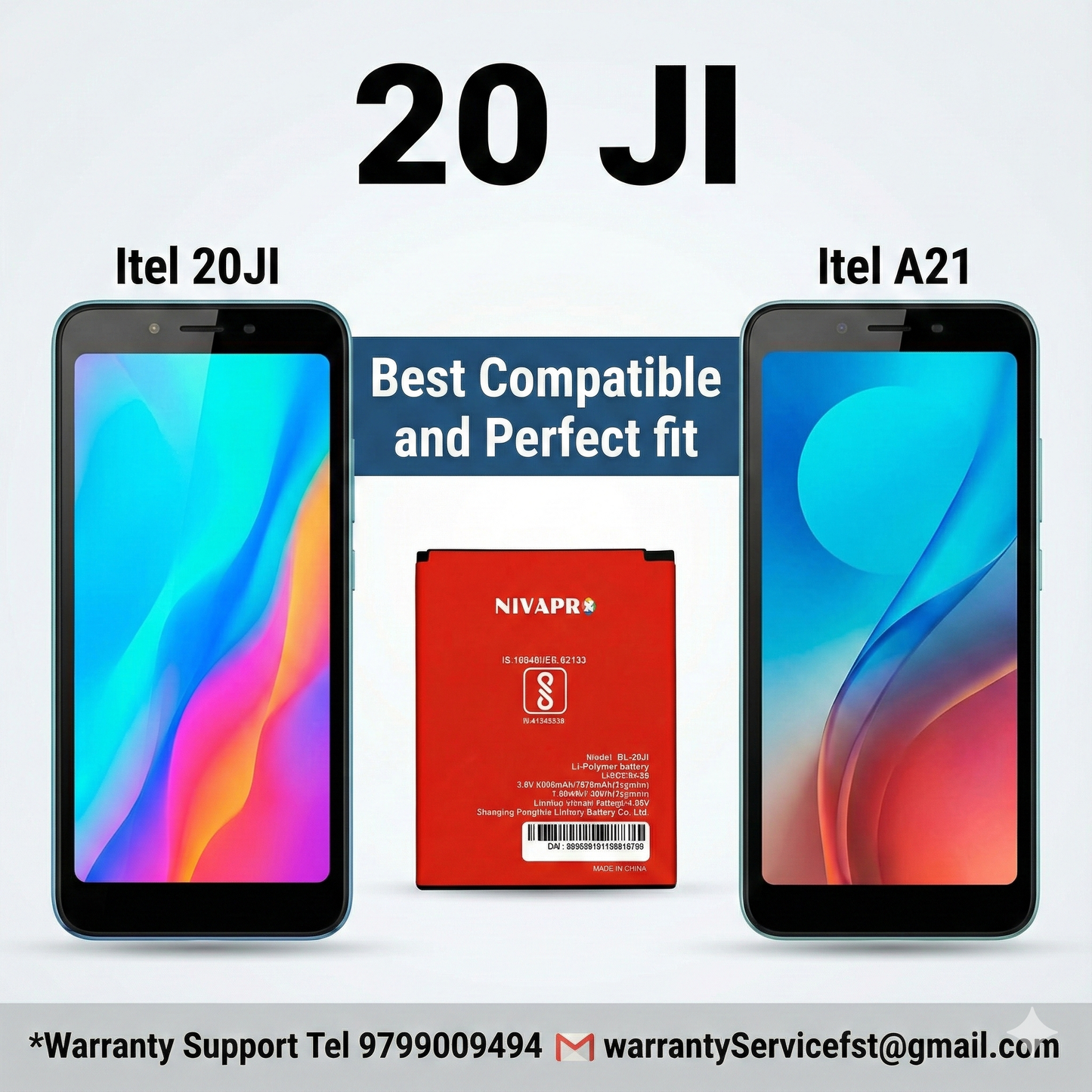 BL-20JI Battery for ITEL A21, 2000mAh by NIVAPRO