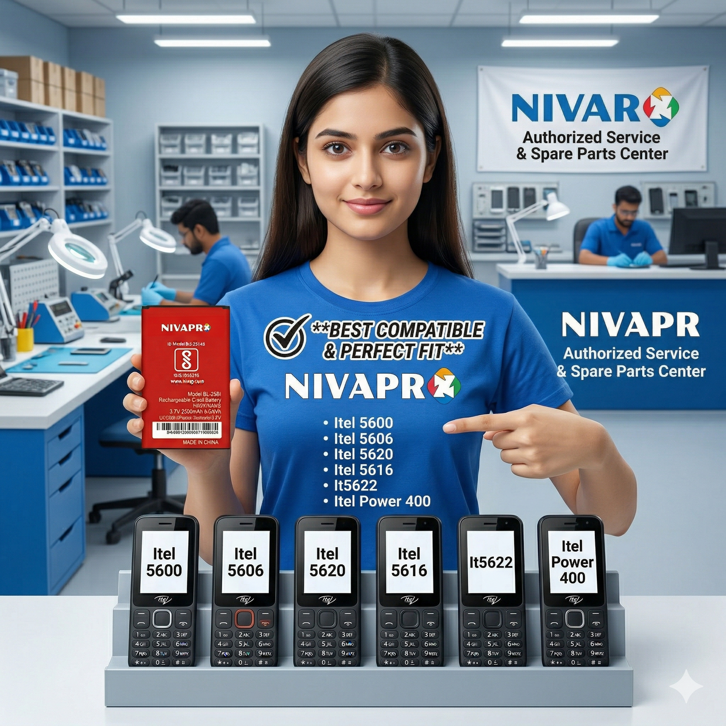 BL-25BI Battery FOR ITEL 5600, Itel 5606, Power 400, Itel 5620, Itel 5616,Itel 5622, Itel 5602 2500mAh by NIVAPRO