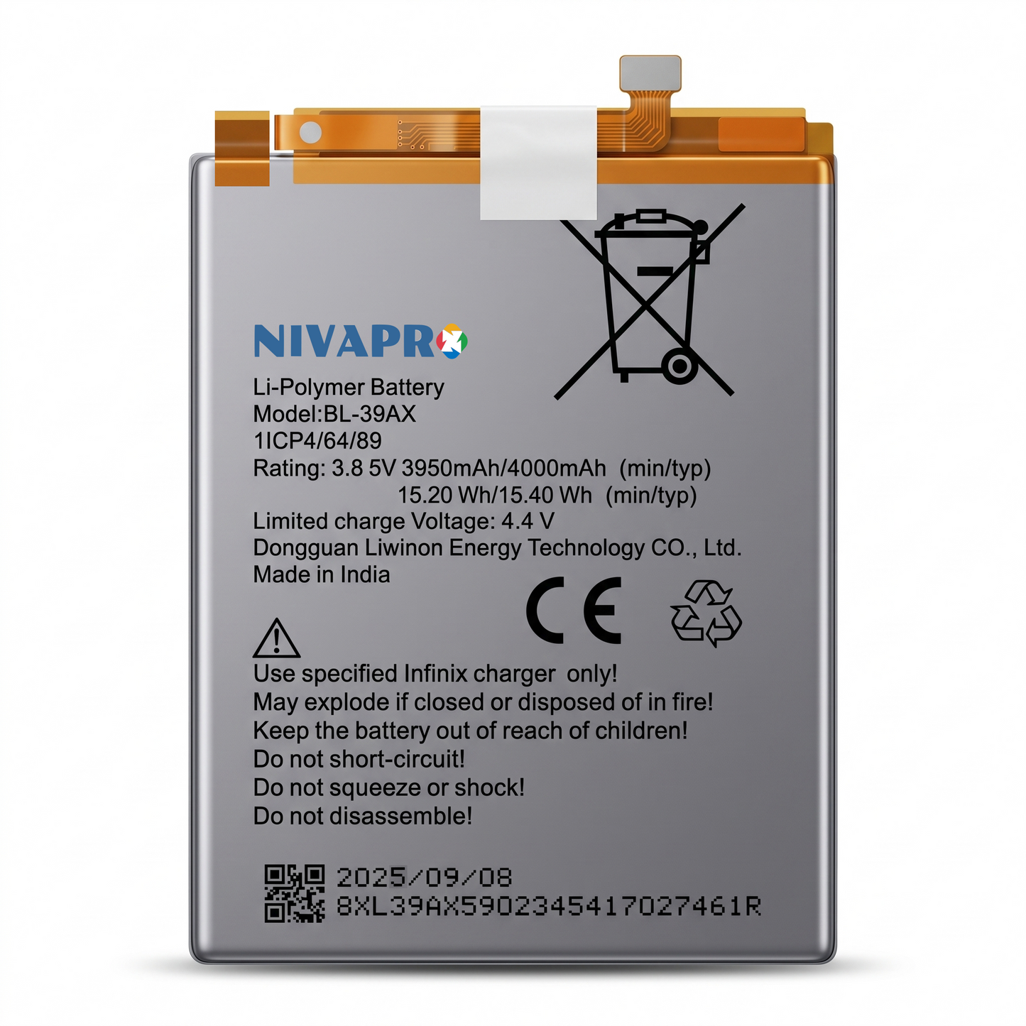 NIVAPRO BL39AX Original for Infinix Hot 4 & X557, Hot Pro 4 & X556 Compatible 4000mAh with Warranty