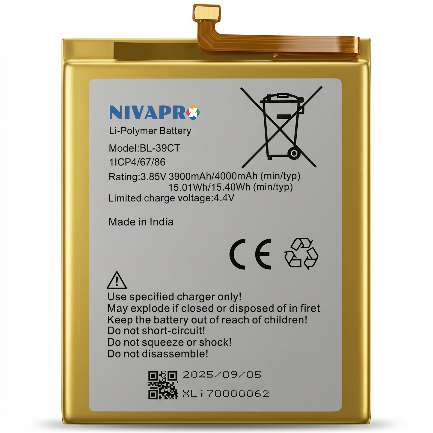 NIVAPRO BL39CT Original for Techno i7 Compatible 4000mAh with Warranty