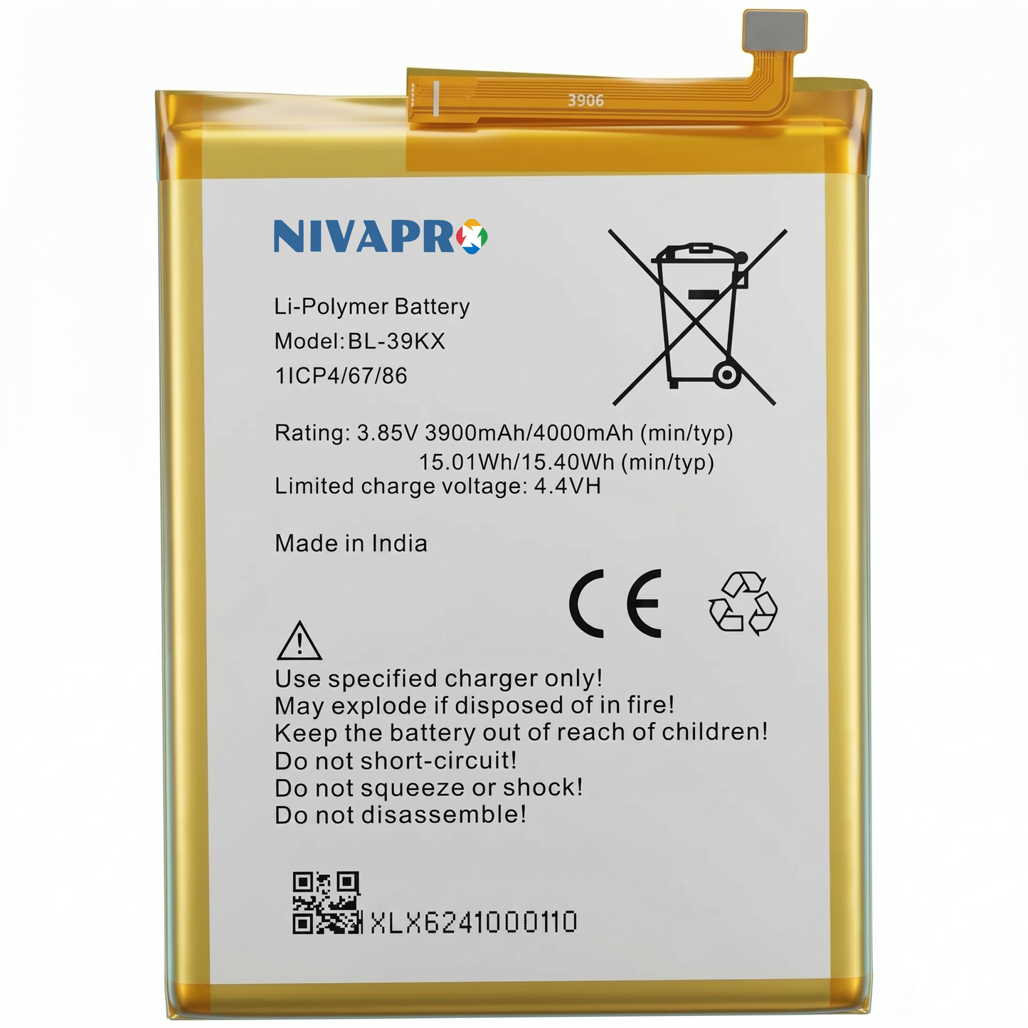 NIVAPRO BL39KX Original for Hot 7 & X624B | X624 , Hot 7 Pro X625 | X625B | X625D, S4 X626, X626BCompatible 4000mAh with Warranty