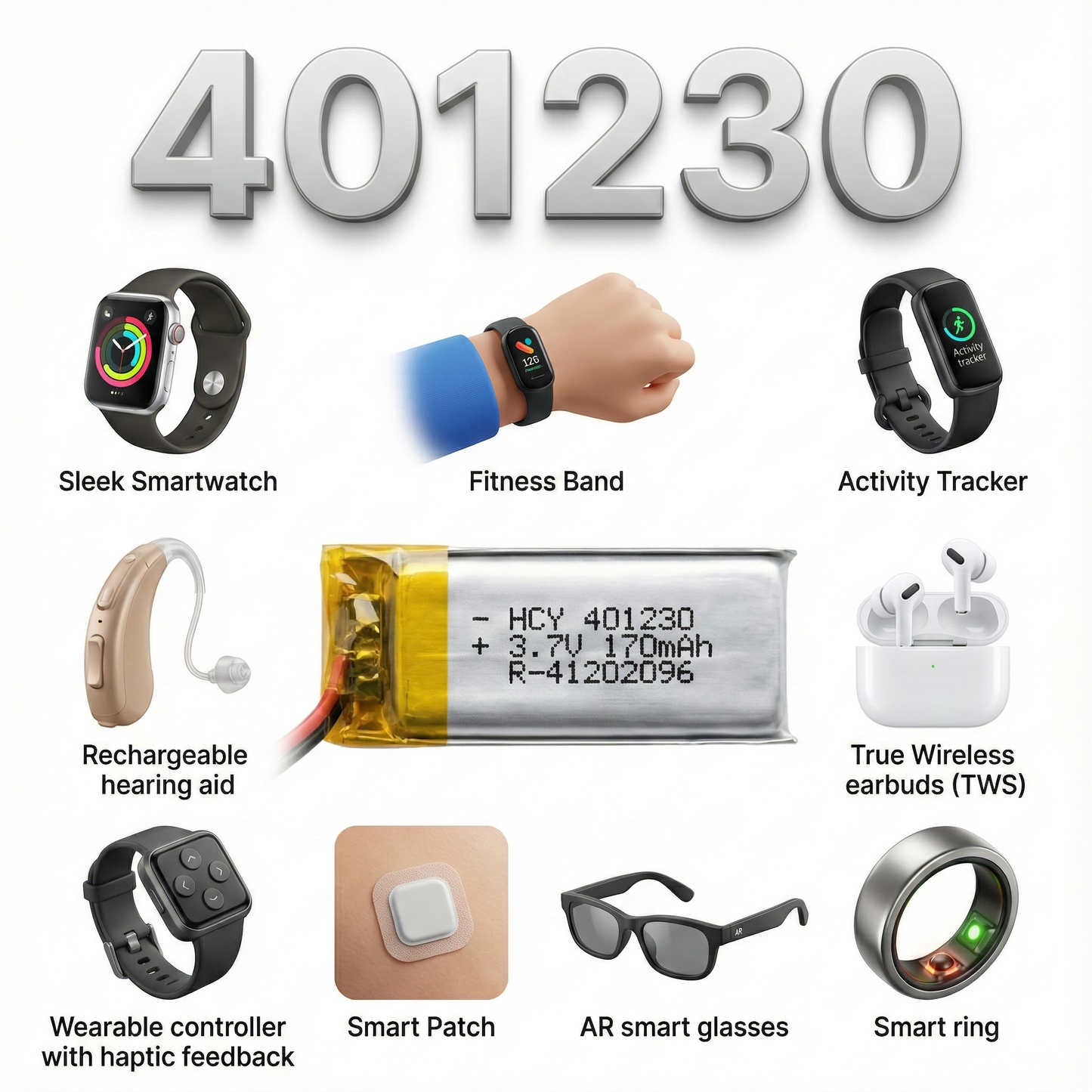 401230 3.7V Rechargeable Li-Po Battery – Micro Slim Lithium Polymer Cell