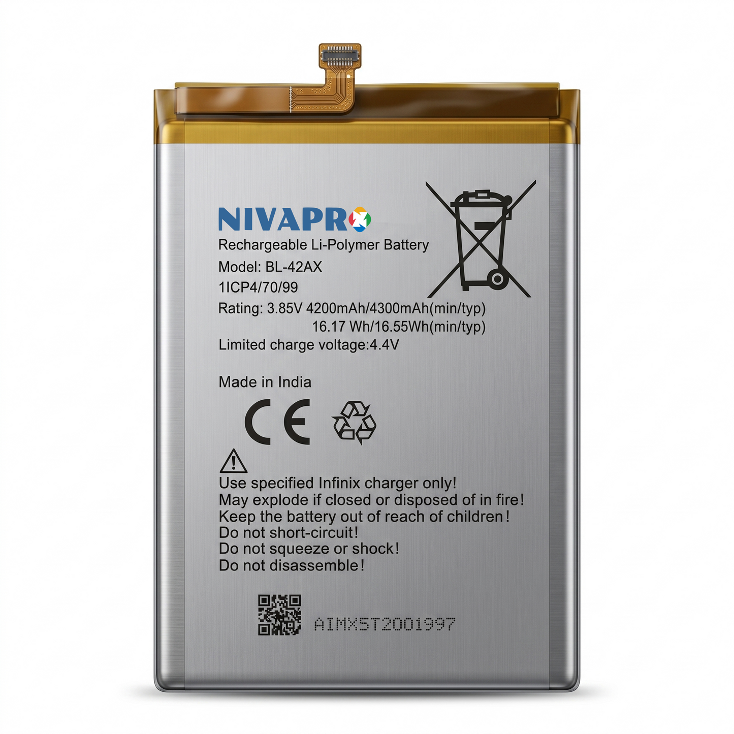 NIVAPRO BL42AX Original for Infinix Note 4 / X572 / 42AX Compatible 4300mAh with Warranty