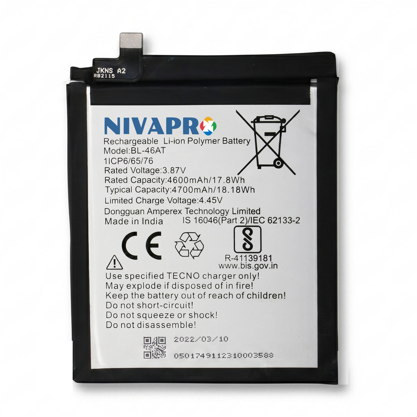 NIVAPRO BL46AT Original for Phantom X & AC8 Compatible 5000mAh with Warranty