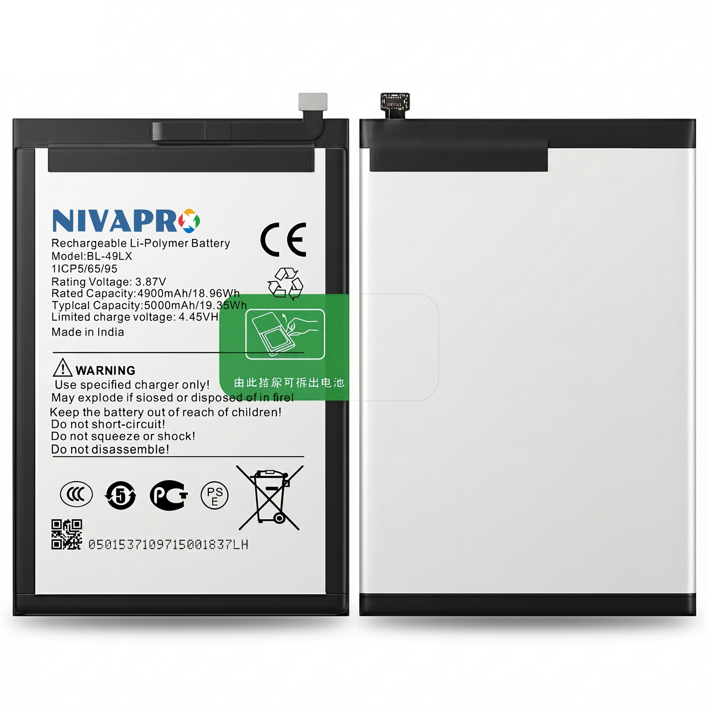 NIVAPRO BL49LX Original for Infinix Hot 12 (X6817),Hot 20S (X6827) Compatible 5000mAh with Warranty