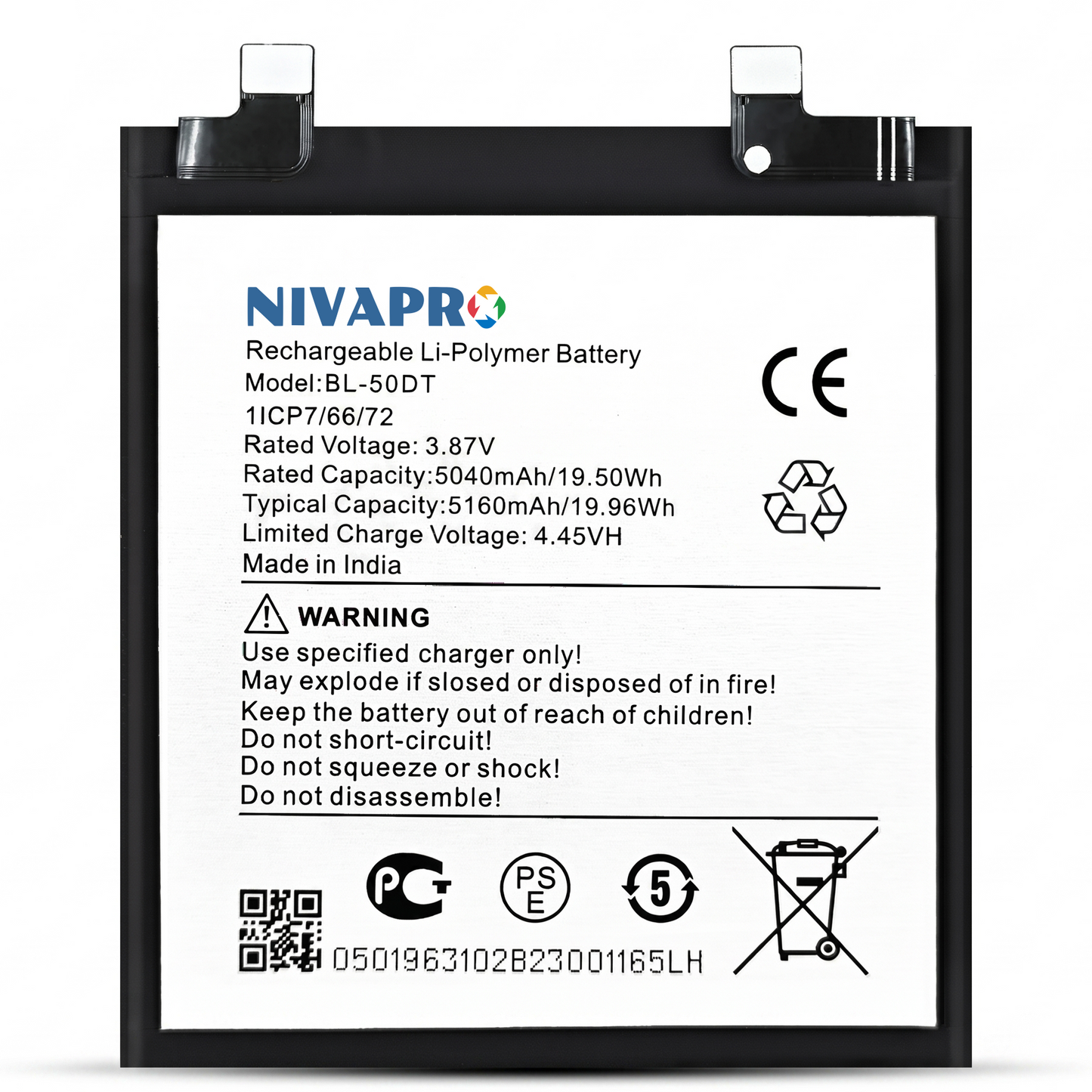 NIVAPRO BL50DT Original Battery Compatible for Tecno Phantom X2 Pro 5G (AD9) 5160mAh with Warranty