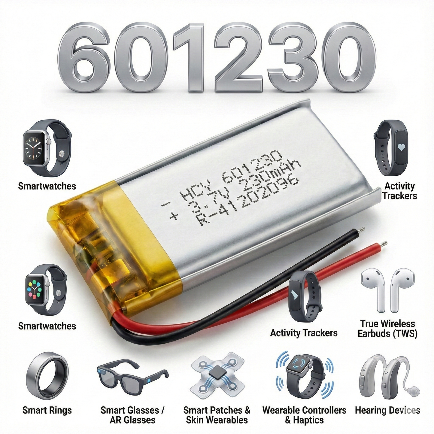 601230 3.7V Rechargeable Li-Po Battery – Micro Slim Lithium Polymer Cell