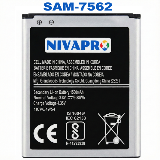 S7562 Duos, Star Pro S7260, Ace2, i8160, S Duos S7562, S Duos 7582,J1 Mini Prime Samsung compatible by NIVAPRO