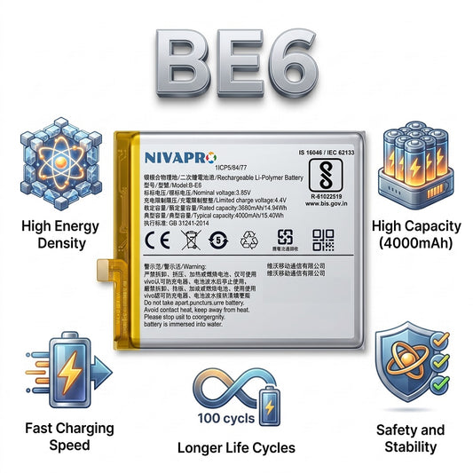 B-E6, BE6 for Vivo Nex V1821A, 1813, V1821T / NEX S (1805) / NEX A 4000mAh Battery with warranty by NIVAPRO