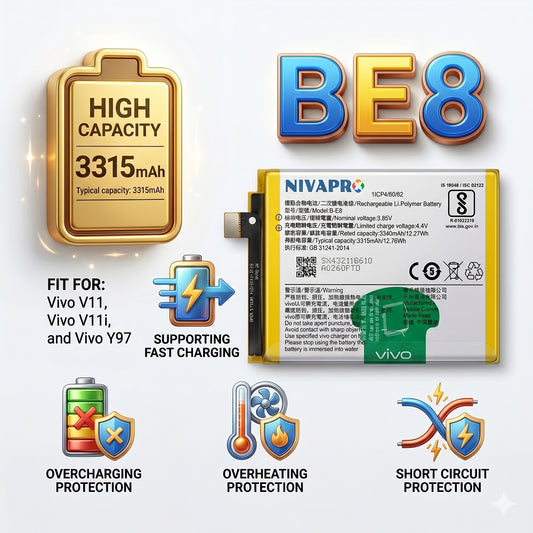 B-E8, BE8 for VIVO V11, V11I, Y97 3315mAh Battery with warranty by NIVAPRO