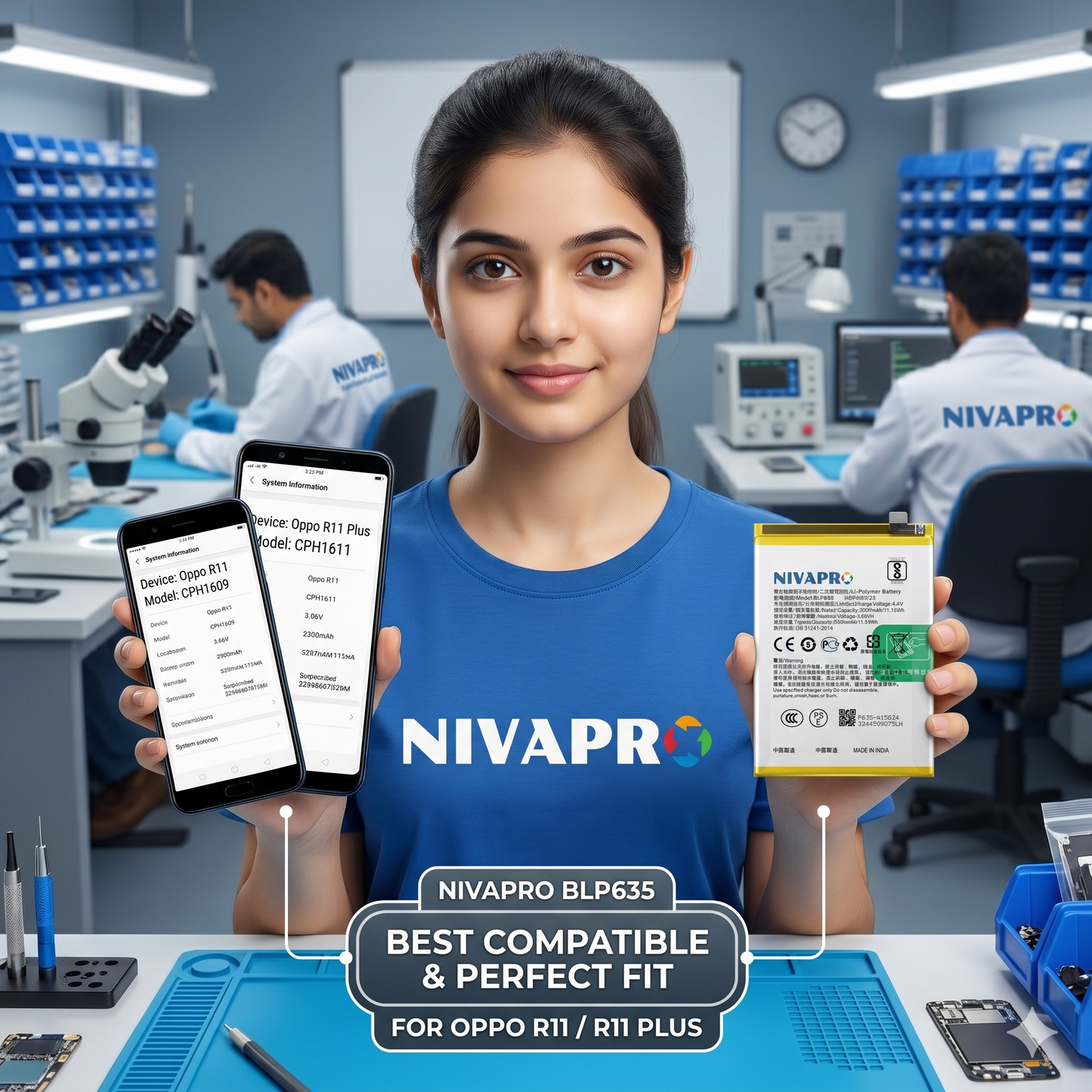 Original BLP635 for Oppo R11 And R11 Plus 3000mAh Battery with warranty by NIVAPRO