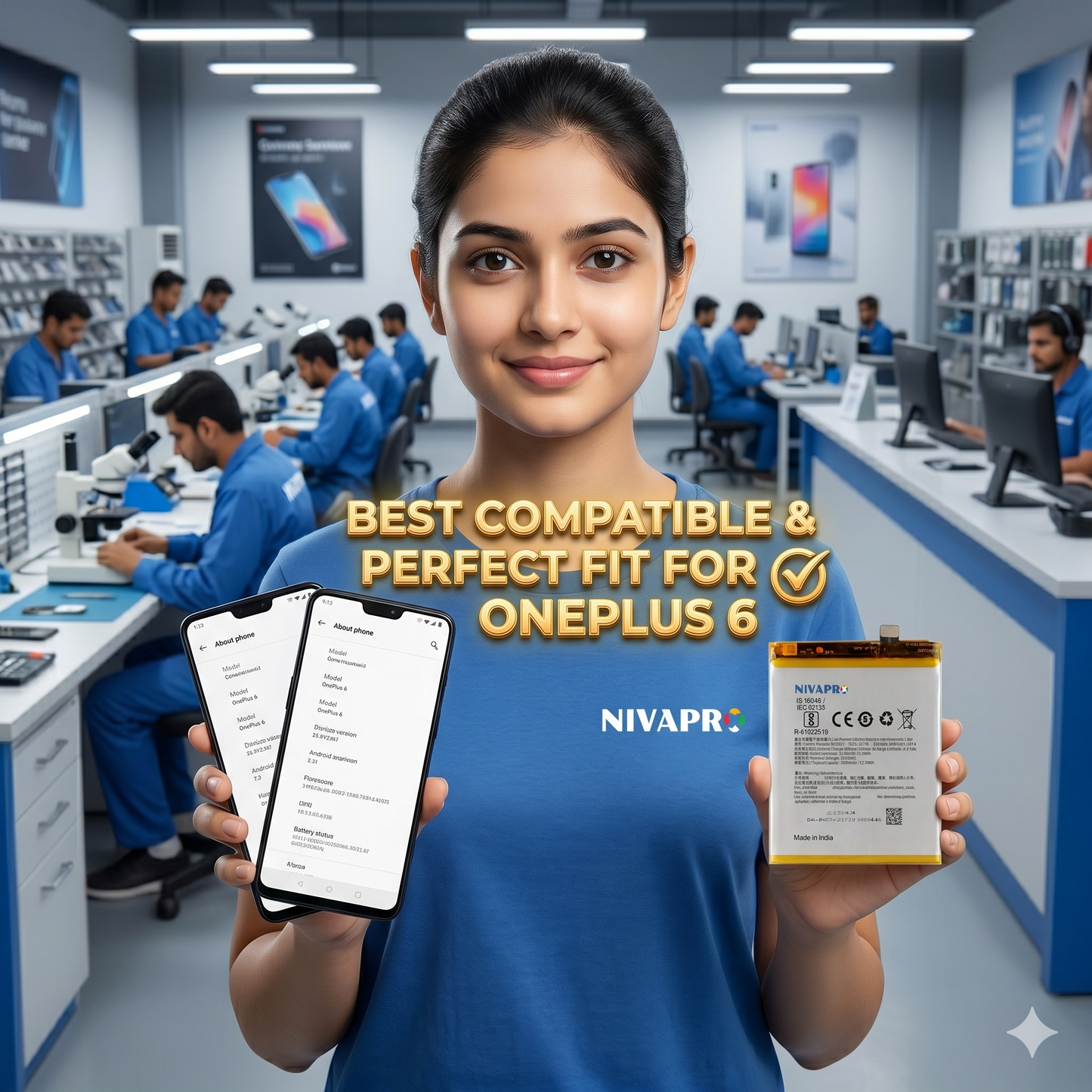 Original BLP657 for OnePlus 6 3300mAh Battery with warranty by NIVAPRO