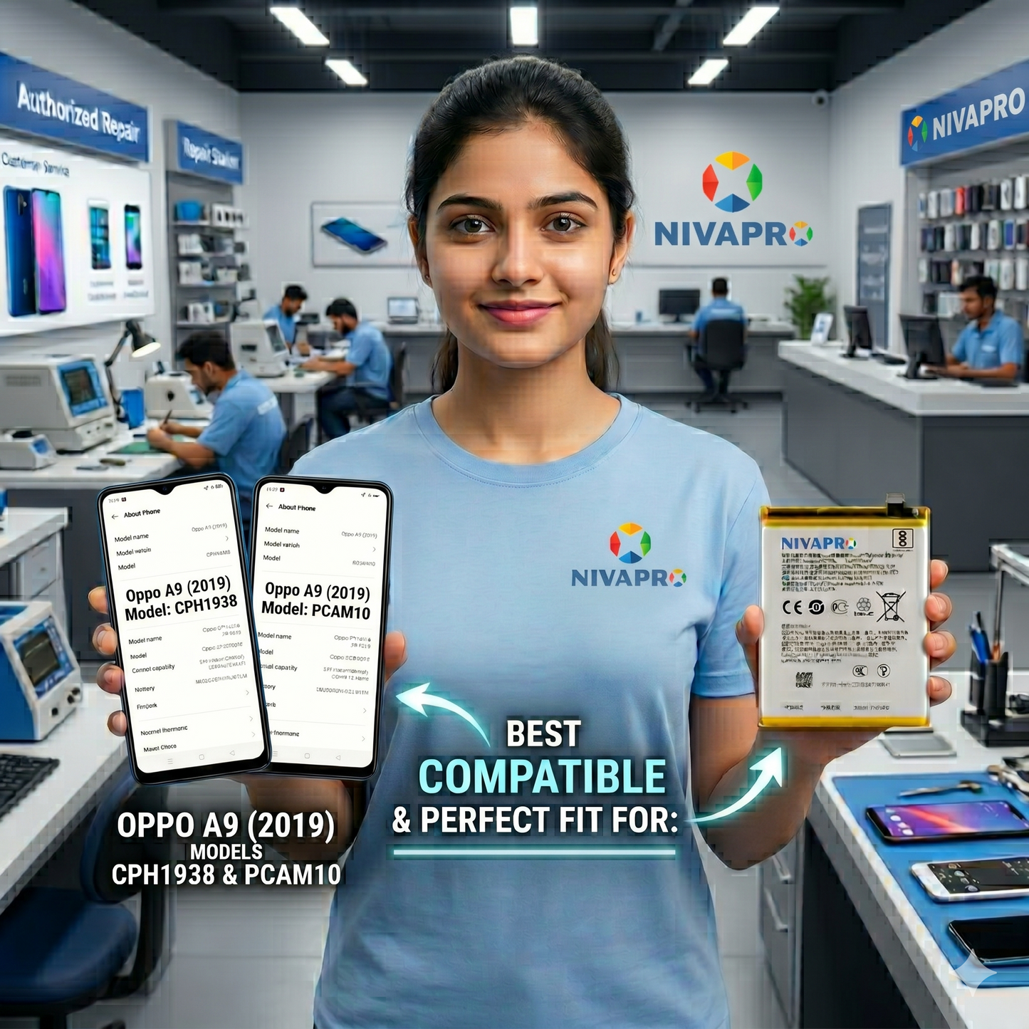 BLP709 for Oppo A9 (2019) (models CPH1938, PCAM10) 4020mAh Battery with warranty by NIVAPRO