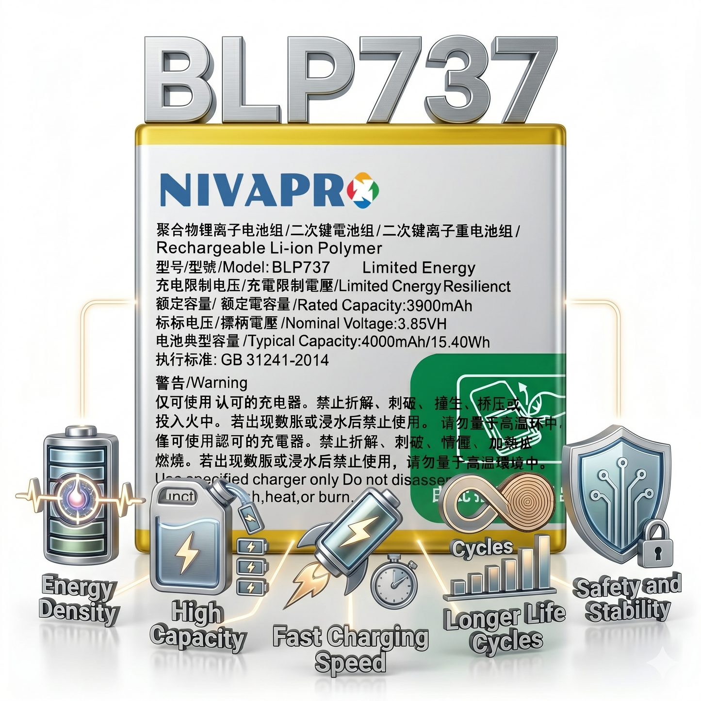 BLP737 for Oppo Reno 2F 2Z PCKM70, PCKT00, PCKM00, CPH1945, CPH1951, PCKM80 4000mAh Battery with warranty by NIVAPRO
