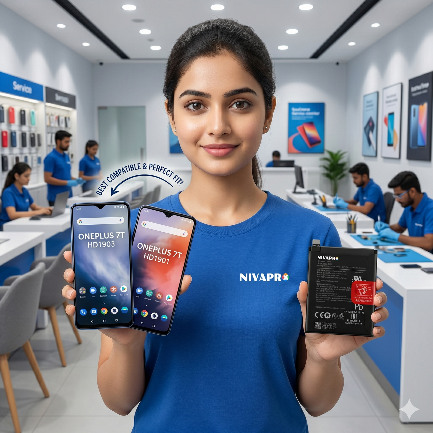BLP743 for OnePlus 7T (models HD1900, HD1901, HD1903, HD1905, and HD1907) 3800mAh Battery with warranty by NIVAPRO