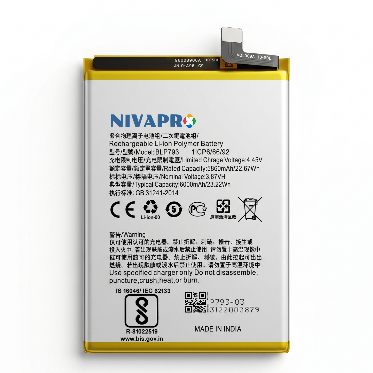 BLP793 Battery for Realme Norzo 30A | Norzo 30 pro | C25 | C11 | C12 | C13 | C15 smartphones 6000mAh Battery with warranty by NIVAPRO