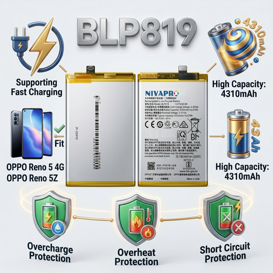 BLP819 Battery for OPPO RENO 5 4G RENO 5 LITE RENO 5Z smartphones 4310mAh Battery with warranty by NIVAPRO