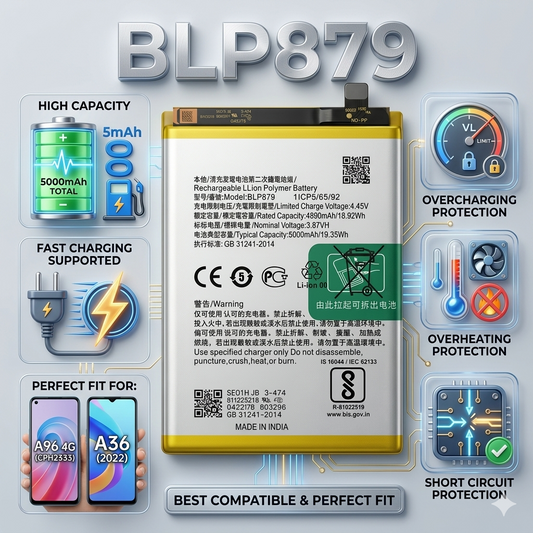 BLP879 for Oppo A96 4G (CPH2333) and Oppo A36 (2022) 5000mAh Battery with warranty by NIVAPRO