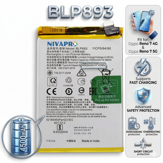 BLP893 for Oppo Reno 7 (both 4G and 5G models) 4500mAh Battery with warranty by NIVAPRO