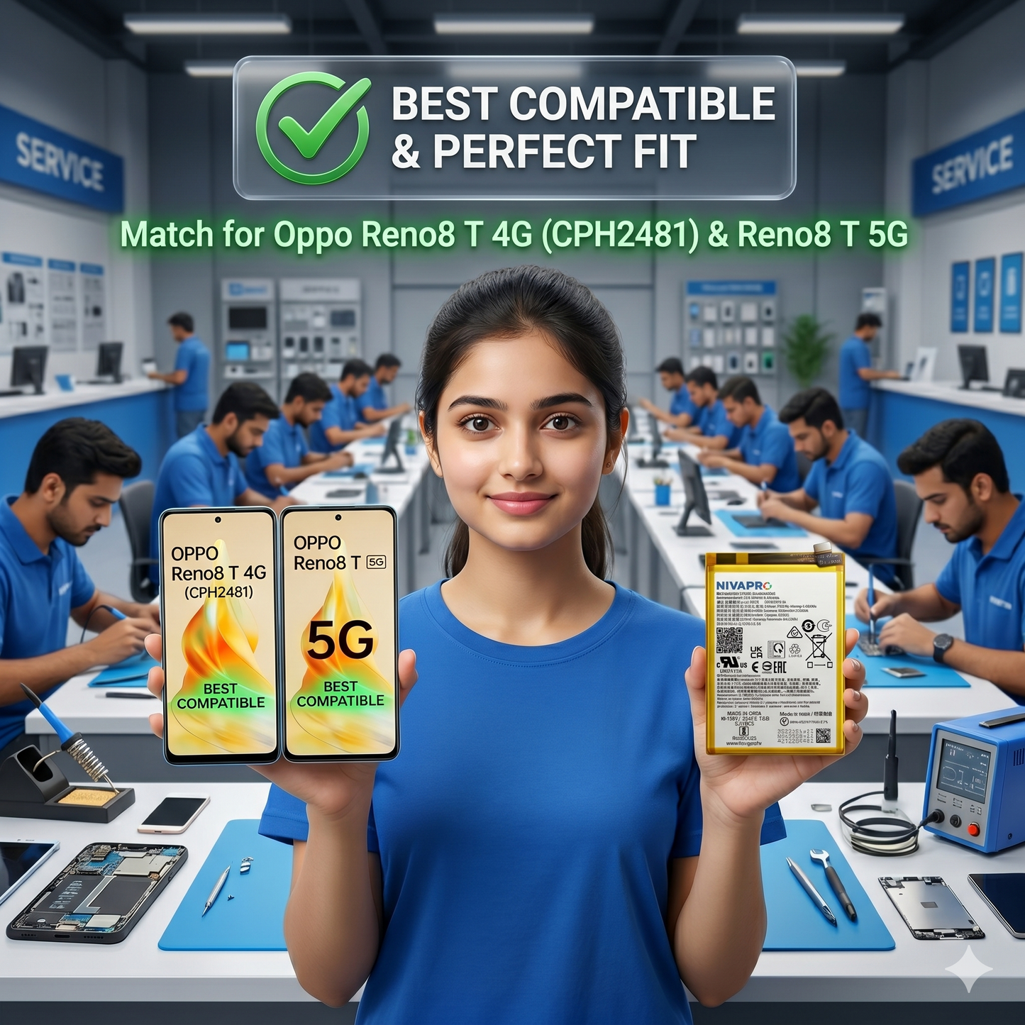 BLP959 for Oppo Reno8 T 4G (model CPH2481) and Oppo Reno8 T 5G 5000mAh Battery with warranty by NIVAPRO