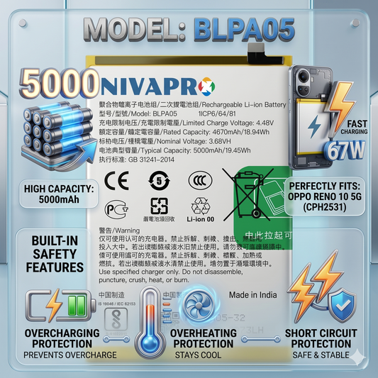 Original BLPA05 for Oppo Reno 10 5G (CPH2531) 5000mAh Battery with warranty by NIVAPRO