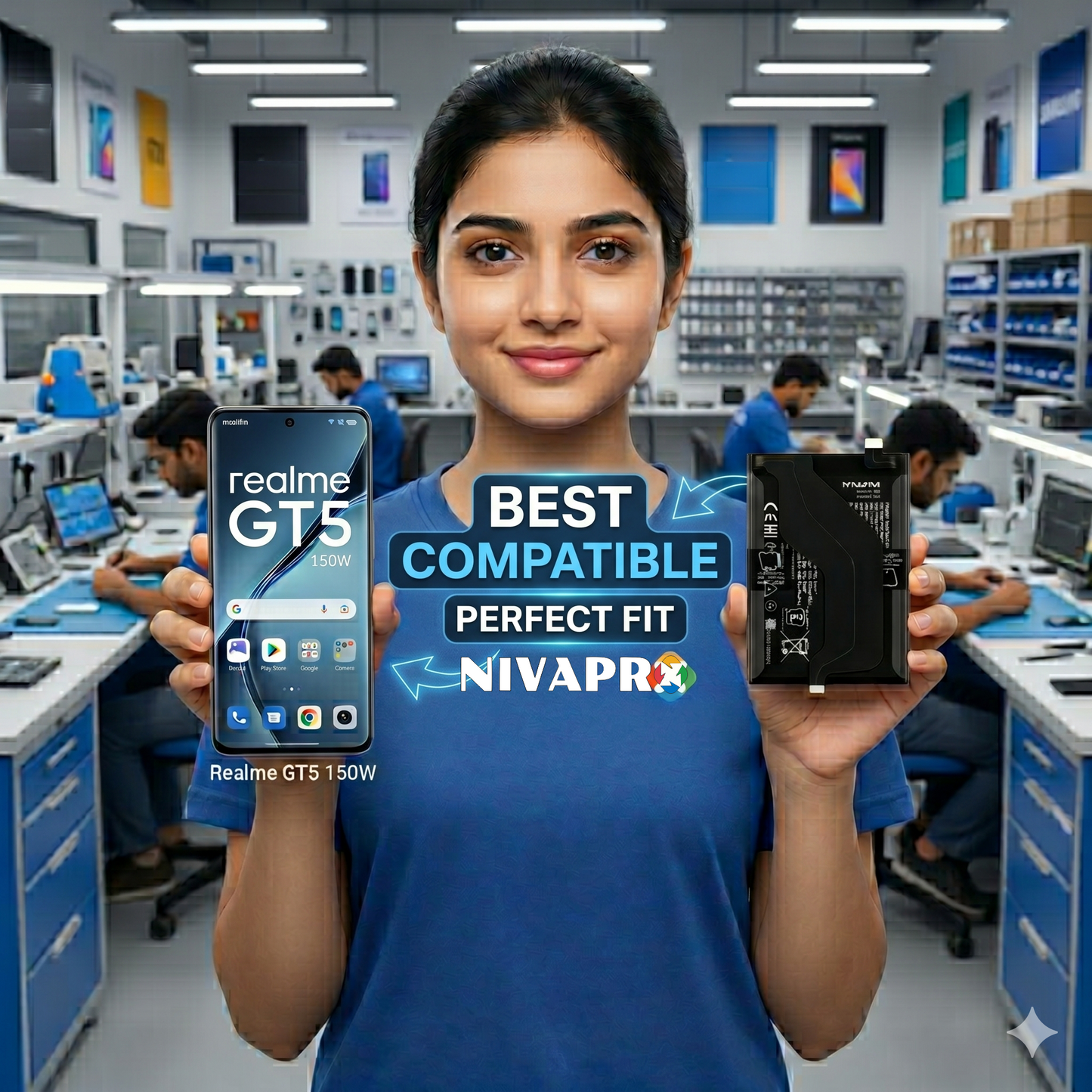 Original BLPA23 for Realme GT5 (150W) smartphone (model RMX3823) 5240mAh Battery with warranty by NIVAPRO