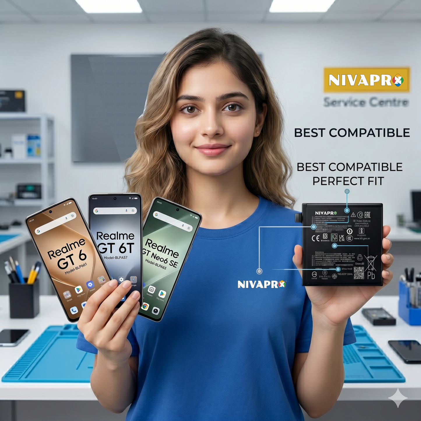 Original BLPA51 for Realme GT 6; Realme GT 6T; Realme GT Neo6 SE 5500mAh Battery with warranty by NIVAPRO