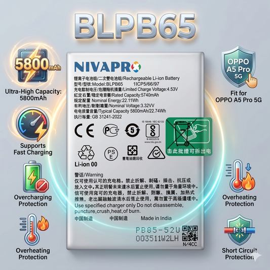 Original BLPB65 for Oppo A5 Pro 5G (model CPH2695) 5800mAh Battery with warranty by NIVAPRO