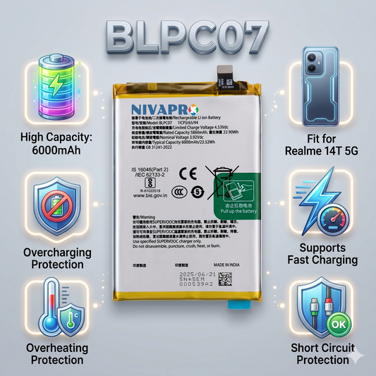 Original BLPC07 for Realme 14T 5G 6000mAh Battery with warranty by NIVAPRO