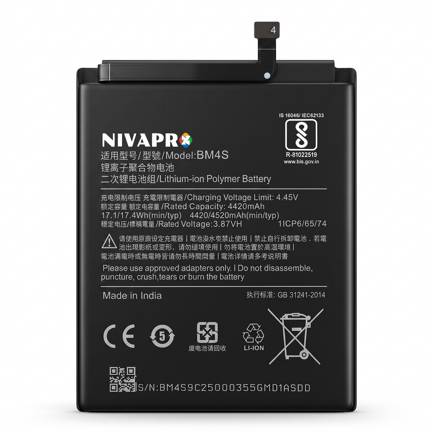 BM4S for Redmi Original BM4S Battery for Redmi 10X 5G / 10X Pro 5G with Warranty by NIVAPRO 4520mAh