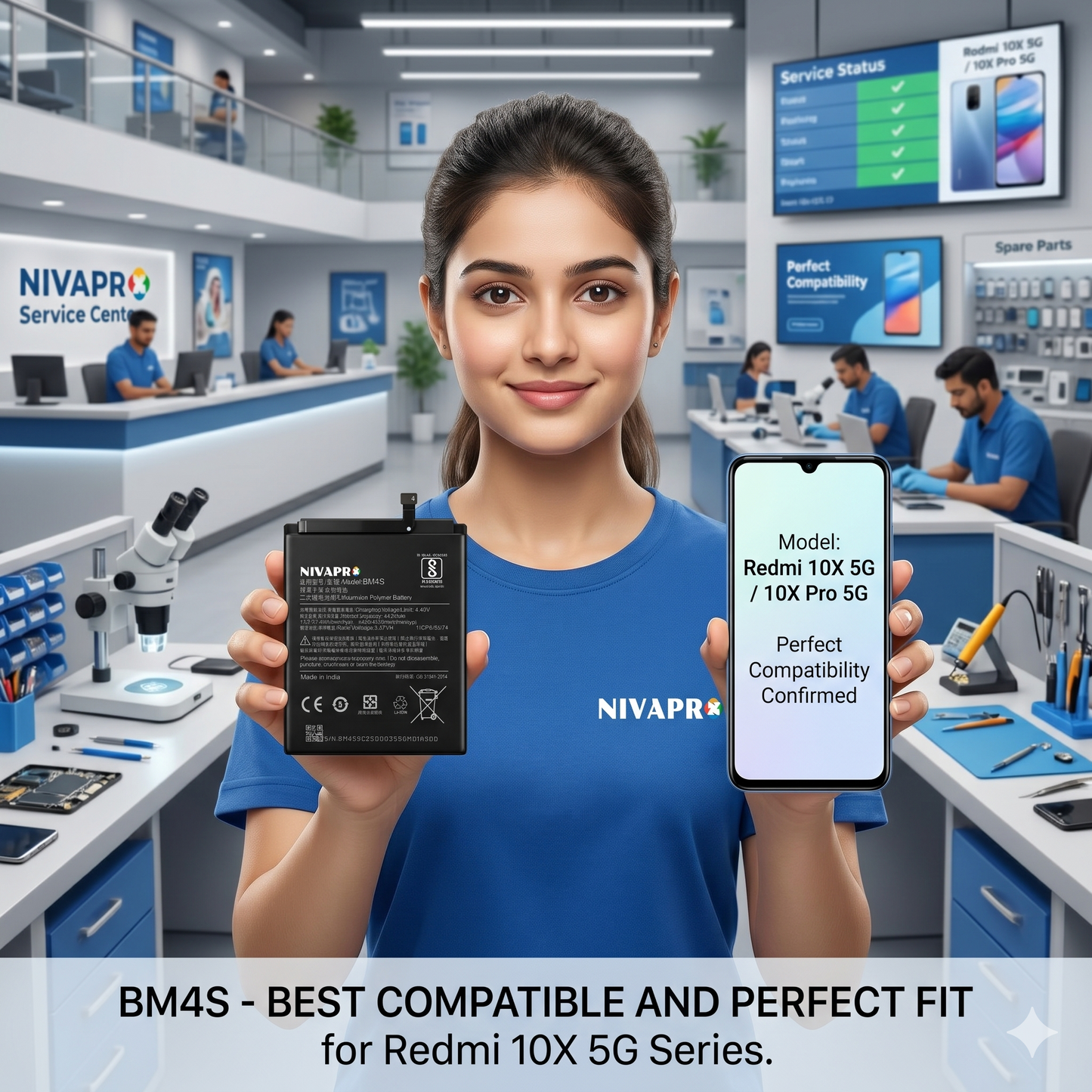 BM4S for Redmi Original BM4S Battery for Redmi 10X 5G / 10X Pro 5G with Warranty by NIVAPRO 4520mAh