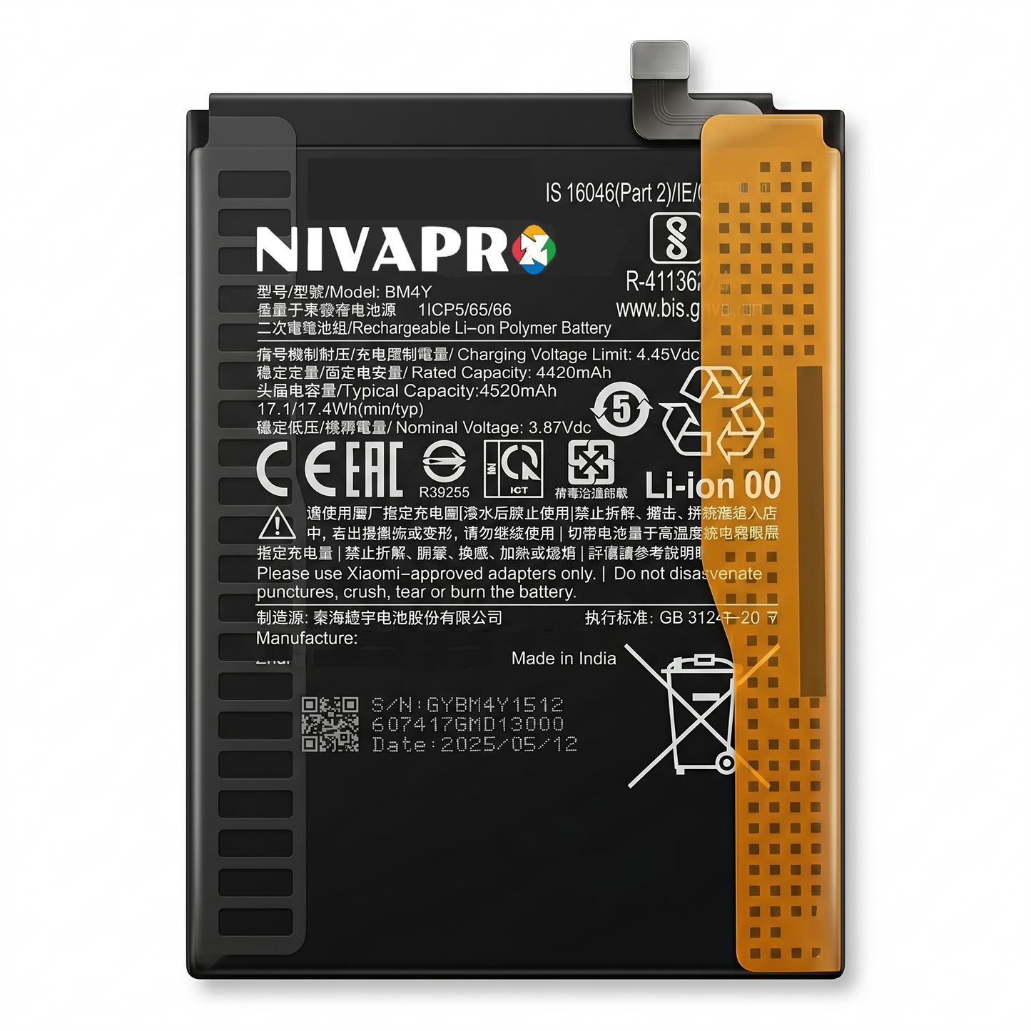 BM4Y for Xiaomi POCO F3 | Redmi K40 | Redmi K40 pro | Redmi K40 pro plus with Warranty by NIVAPRO 4520mAh