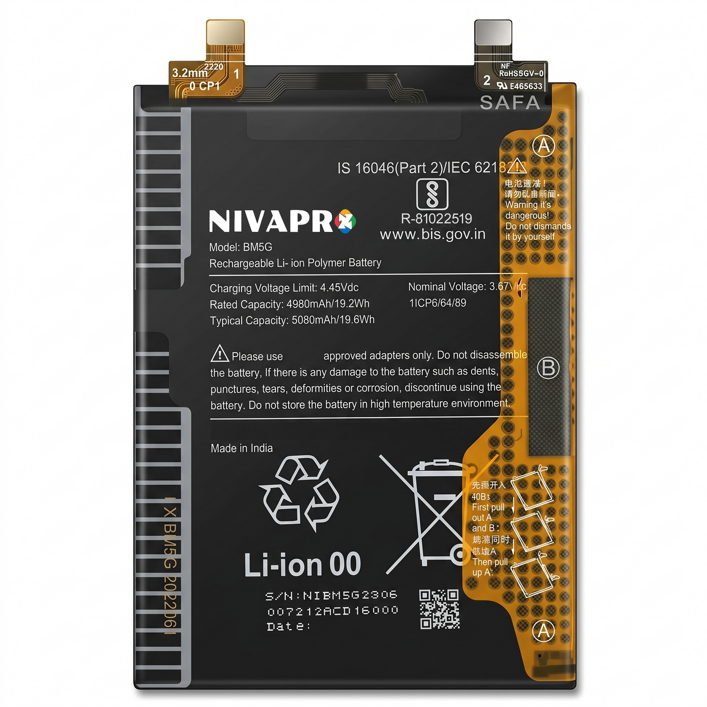 BM5G for Xiaomi Redmi K50i 5G, Redmi Note 11T Pro, and Poco X4 GT with Warranty by NIVAPRO 5080mAh