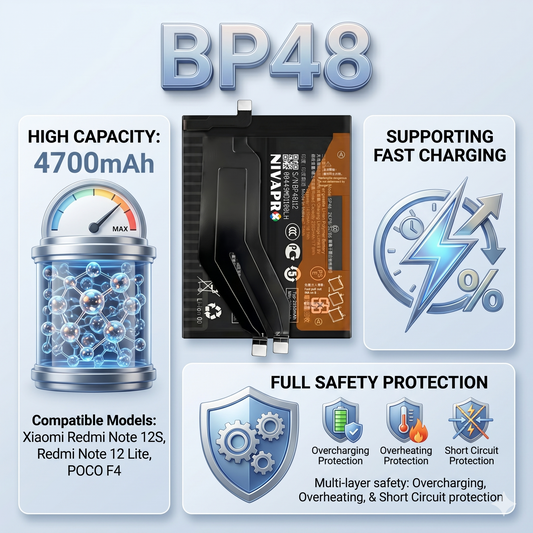 BP48 for Xiaomi Redmi Note 12S/12 Lite/Poco F4 with Warranty by NIVAPRO 4700mAh