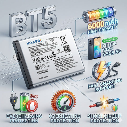 BT5 for Vivo Y55s 5G (2021) 6000mAh Battery with warranty by NIVAPRO