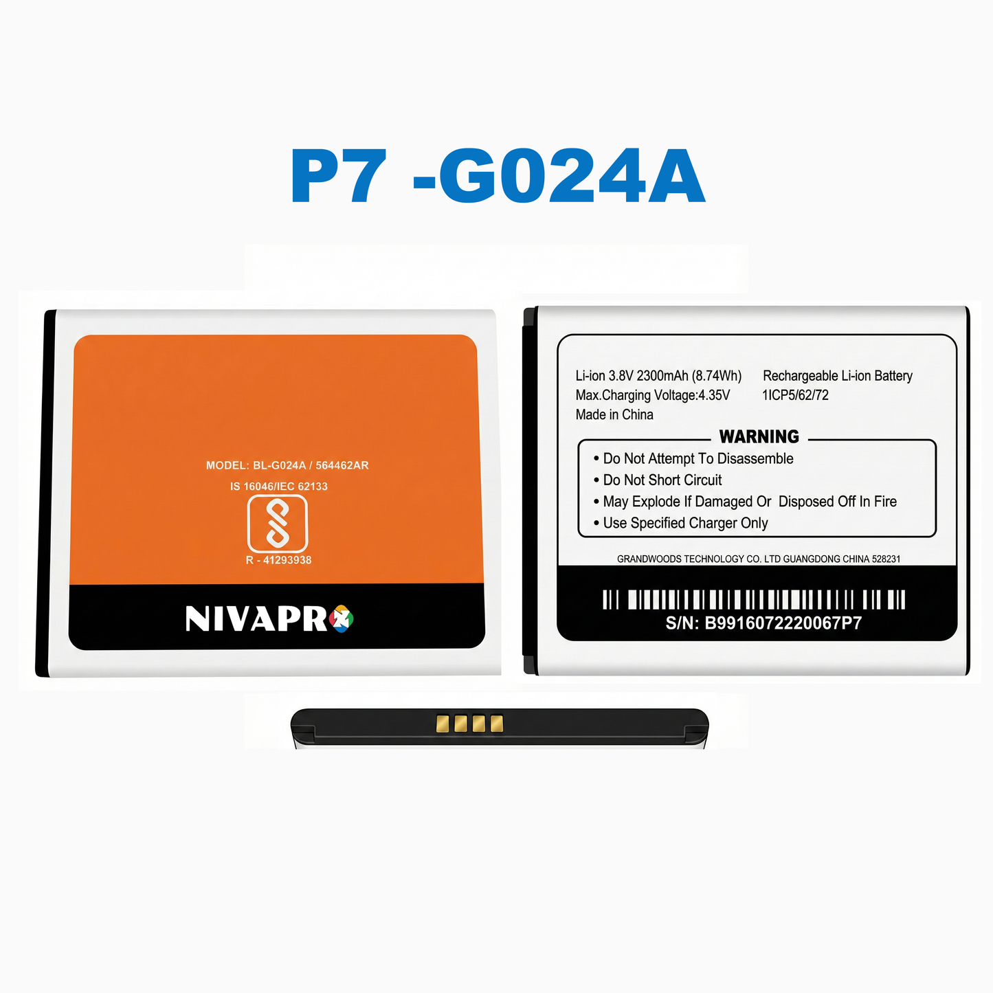 Gionee P7 Original BL-G2300X Compatible for Gionee P7 - 2300mAh Mobile Battery by NIVAPRO