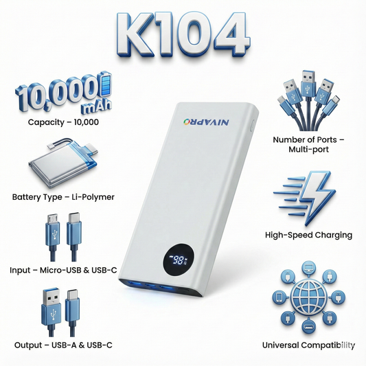 Compact and reliable power bank K104 White