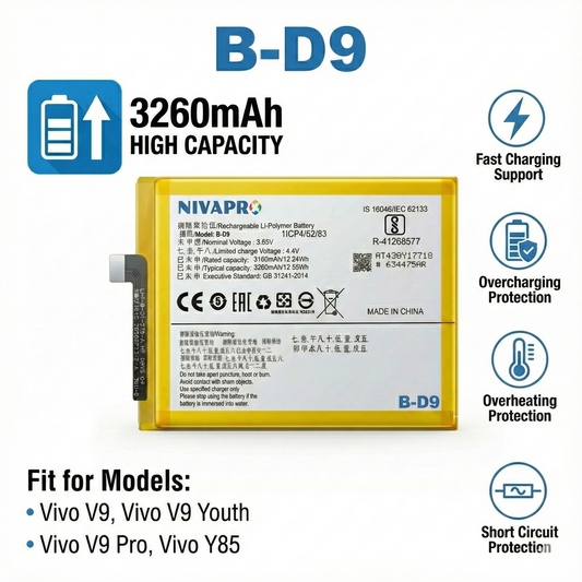 B-D9 for Vivo V9, Vivo V9 Youth, V9 Pro Vivo Y85 Battery 3260mAh by NIVAPRO