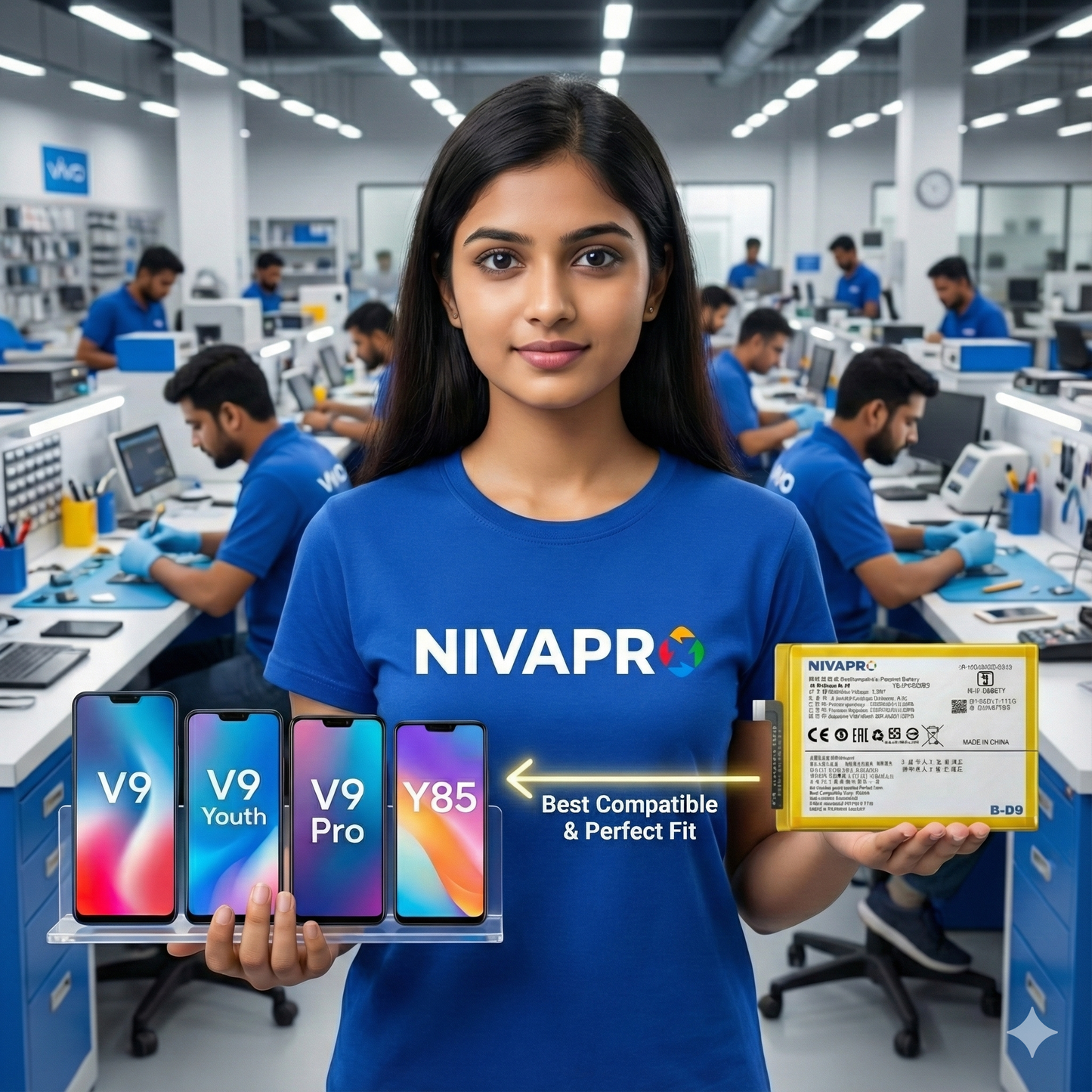 B-D9 for Vivo V9, Vivo V9 Youth, V9 Pro Vivo Y85 Battery 3260mAh by NIVAPRO