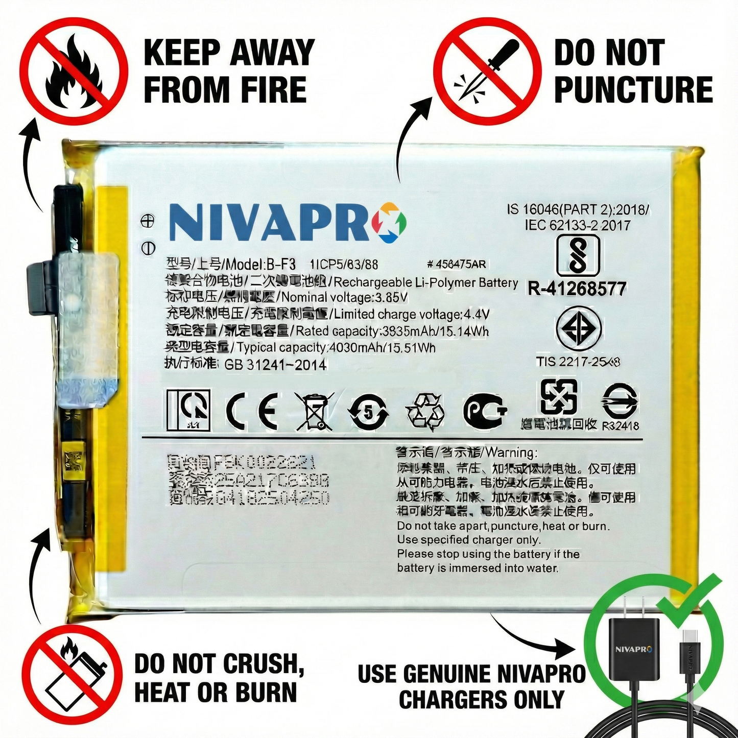NIVAPRO B-F3 Battery capacity 4030mAh