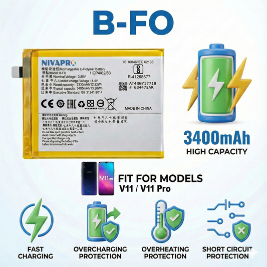 B-FO For Vivo V11 Pro, X21S, V11 Battery 3400mAh capacity by NIVAPRO
