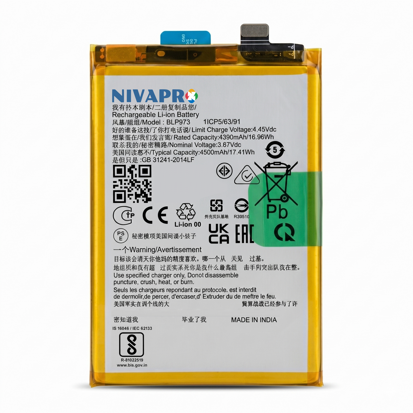 BLP973 for Oppo Reno 9 (PHM110) and Oppo Reno 9 Pro (PGX110) 4500mAh Battery up to 80W charging with warranty by NIVAPRO