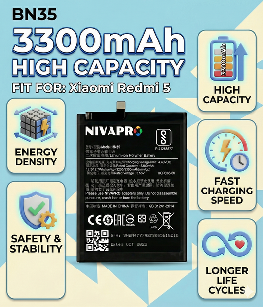 NIVAPRO BN35 Battery for Redmi 5 Compatible 3300mAh