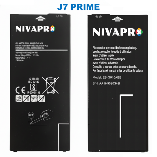 J7 Prime Galaxy | J7 Prime 2 | On7 Prime | On Max | J7 Max | On Nxt | EB-BG610ABE by NIVAPRO 3300mAh Battery