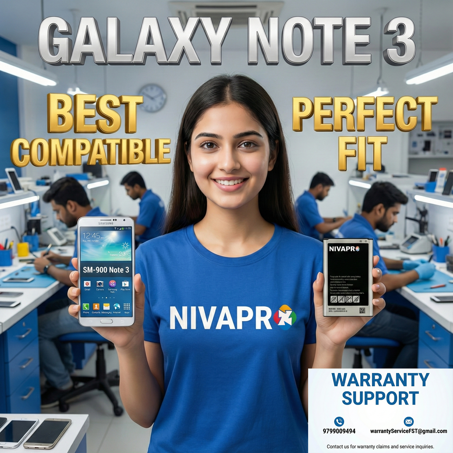 NOTE3 GALAXY for SAMSUNG B800BC,B800BE, Galaxy Note 3, N9000, N900, N900A, N900T 3200mAh Battery by NIVAPRO