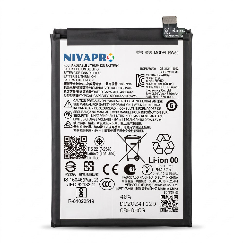 RW50 for Motorola Moto G75 5G (Model numbers XT2437-2, XT2437-3) Compatible Battery 5000mAh with 6 Months warranty by NIVAPRO