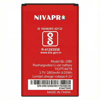 NIVAPRO BL-25BI FOR ITEL It5600,It5606, It Power 400, It5620, It5616,It5622, It5602  2500mAh, 3.7v