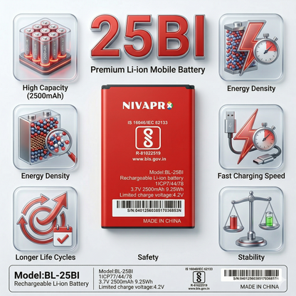 BL-25BI Battery FOR ITEL 5600, Itel 5606,  Power 400, Itel 5620, Itel 5616,Itel 5622, Itel 5602  2500mAh by NIVAPRO