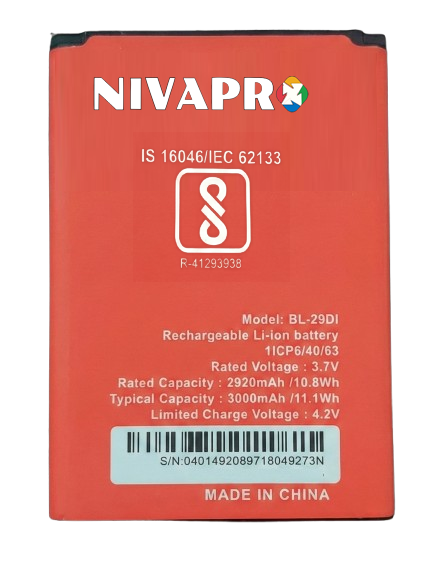 NIVAPRO BL-29DI FOR ITEL Muzik 400, It 5092, ITEL 14 MAX Mobile Battery, 3000mAh, 3.7v